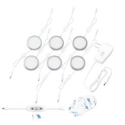 Best Sale 👍 ESHINE LED 3000K Under Cabinet Puck Lights with Dimmer Switch (6-Pack) 🔔