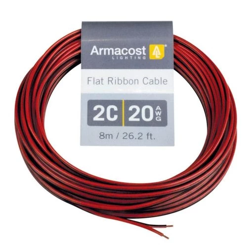 Brand new ❤️ Armacost Lighting 24 ft. (8 m) 20 AWAG/2C Red/Black Flat Ribbon Cable 👍 -Cheap Cabinet Lights Store armacost lighting under cabinet lighting accessories 570202 64 1000