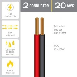 Brand new ❤️ Armacost Lighting 24 ft. (8 m) 20 AWAG/2C Red/Black Flat Ribbon Cable 👍 -Cheap Cabinet Lights Store armacost lighting under cabinet lighting accessories 570202 c3 1000
