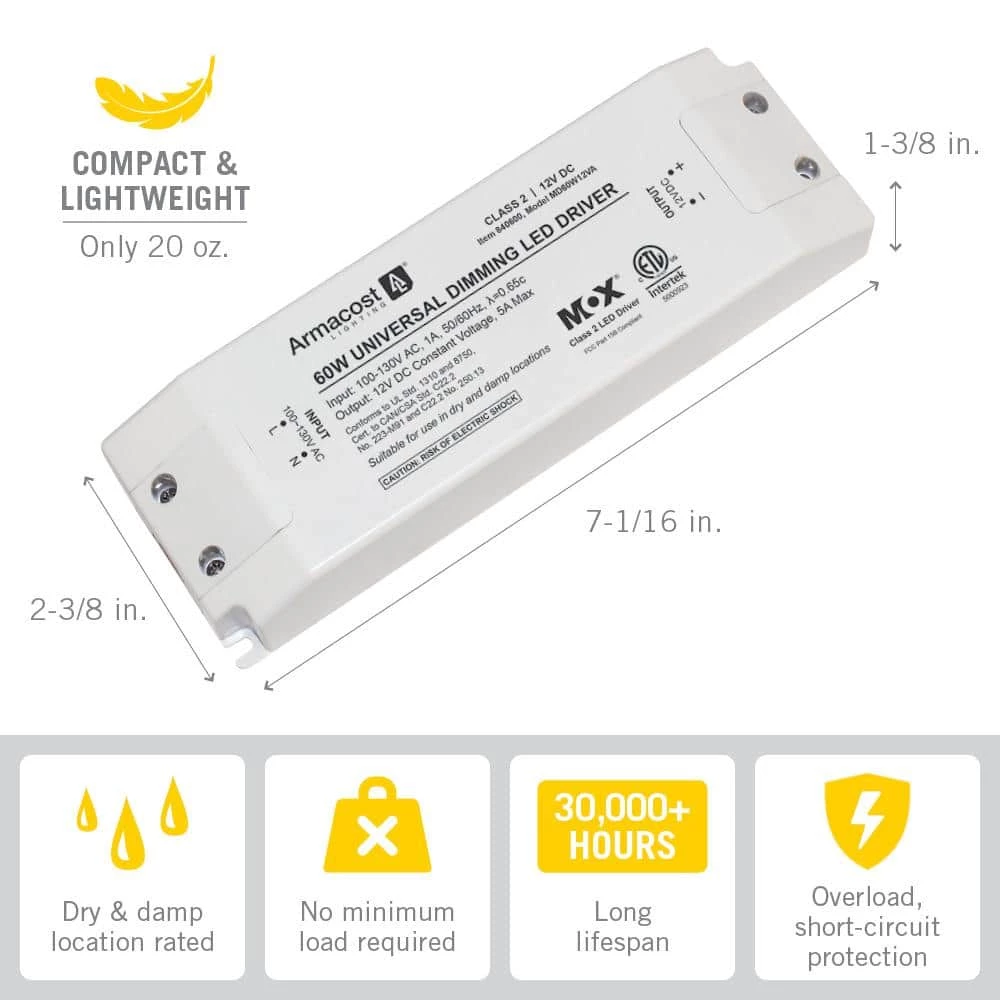 Buy ๐ Armacost Lighting Universal 60-Watt Dimming LED Driver, 12-Volt DC Power Supply for LED Tape Light Strips and Other LED 12-Volt Lighting ๐ 4 Buy ๐ Armacost Lighting Universal 60-Watt Dimming LED Driver, 12-Volt DC Power Supply for LED Tape Light Strips and Other LED 12-Volt Lighting ๐ - Image 2
