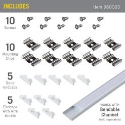 Cheapest 🌟 Armacost Lighting Bendable White Tape Light Channel Accessory Pack LED Mounting Hardware (10-Pack) 👏 -Cheap Cabinet Lights Store armacost lighting under cabinet lighting accessories 960003 c3 1000
