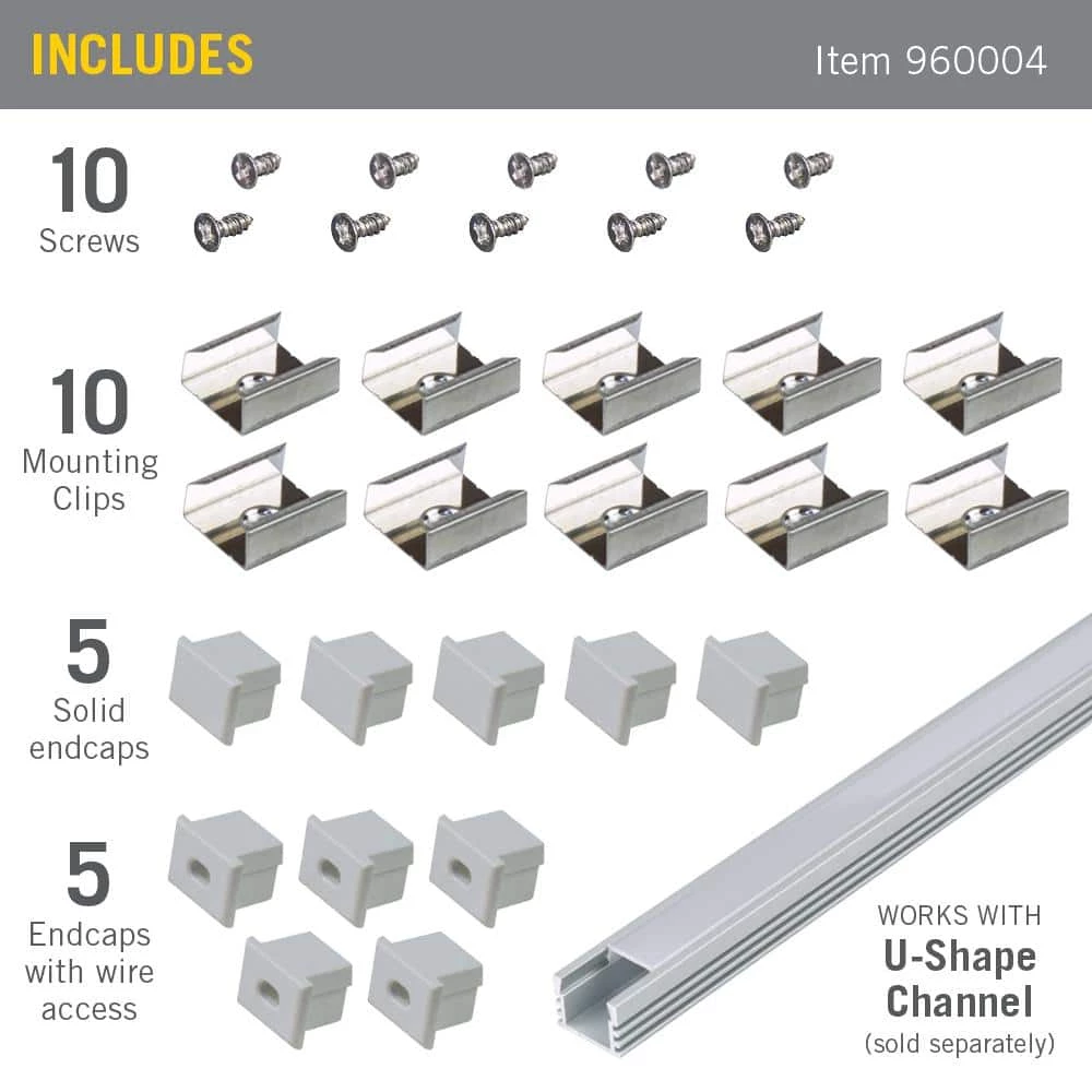 New ๐ Armacost Lighting U-Shape Grey Tape Light Channel Accessory Pack LED Mounting Hardware (10-Pack) โญ 4 New ๐ Armacost Lighting U-Shape Grey Tape Light Channel Accessory Pack LED Mounting Hardware (10-Pack) โญ - Image 2