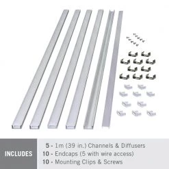 Coupon ⭐ Armacost Lighting RibbonFlex Aluminum LED Tape Light Flat Channel and Diffuser System Mounting Hardware (5-Pack) 💯 -Cheap Cabinet Lights Store armacost lighting under cabinet lighting accessories 960050 c3 1000