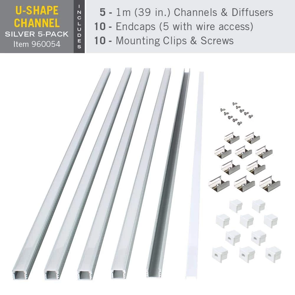 Promo โค๏ธ Armacost Lighting U-Shape Silver Tape Light Channel LED Mounting Hardware (5-Pack) ๐ 4 Promo โค๏ธ Armacost Lighting U-Shape Silver Tape Light Channel LED Mounting Hardware (5-Pack) ๐ - Image 2