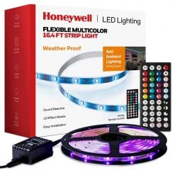Cheap 🎁 Honeywell 16.4 ft. Weatherproof 20-Color LED RGB Under Cabinet Light Strip for Indoor and Outdoor Use, Remote Control, Music Sync 👍