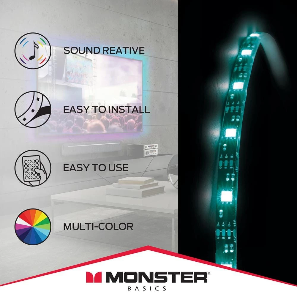 Top 10 ๐ Monster 5-Volt USB 6.5 ft. Multi-Color Sound Reactive LED Strip Light, Remote Control, TVs, Computers, Kitchens, Bedrooms ๐คฉ 6 Top 10 ๐ Monster 5-Volt USB 6.5 ft. Multi-Color Sound Reactive LED Strip Light, Remote Control, TVs, Computers, Kitchens, Bedrooms ๐คฉ - Image 4