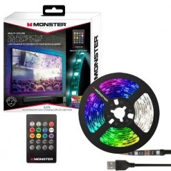 Top 10 👍 Monster 5-Volt USB 6.5 ft. Multi-Color Sound Reactive LED Strip Light, Remote Control, TVs, Computers, Kitchens, Bedrooms 🤩