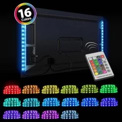 Discount 😍 ProMounts Home Theatre LED Backlight Kit, USB TV Backlight with Remote, 2-Strip Lights,16 Color Changing Mood Ambiance Lights 😀