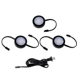 Best Sale 👍 WAC Lighting Three 6 in. LED Black Puck Lights 2-Double and 1-Single with Roll Switch 3-CCT Selectable Line Voltage 😍