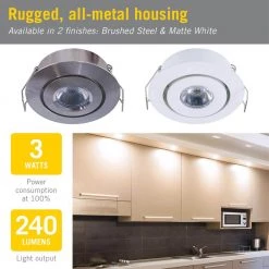 Best Sale 🎉 Armacost Lighting 2 in. Soft White Recessed LED Swivel Puck Light, Brushed Steel ✨ -Cheap Cabinet Lights Store brushed steel armacost lighting puck lights 212317 1f 1000