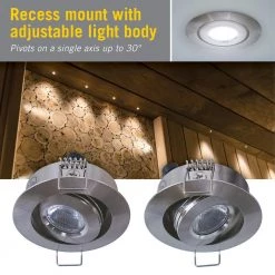 Best Sale 🎉 Armacost Lighting 2 in. Soft White Recessed LED Swivel Puck Light, Brushed Steel ✨ -Cheap Cabinet Lights Store brushed steel armacost lighting puck lights 212317 4f 1000
