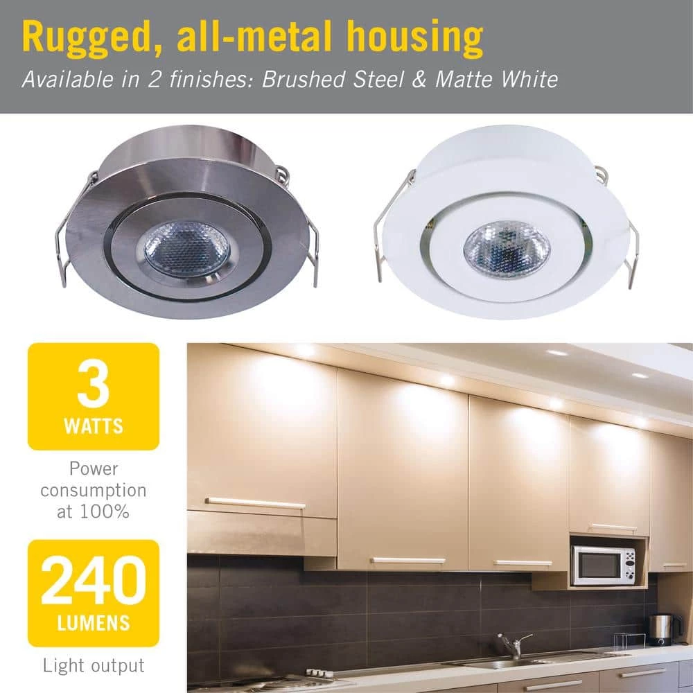 Budget 🥰 Armacost Lighting 2 in. Bright White Recessed LED Swivel Puck Light, Brushed Steel ⌛ 6 Budget 🥰 Armacost Lighting 2 in. Bright White Recessed LED Swivel Puck Light, Brushed Steel ⌛ - Image 4