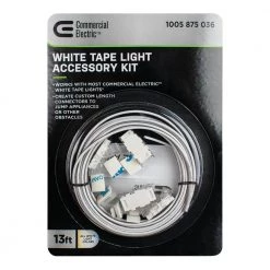 Wholesale 😍 Commercial Electric 13 ft. White Connector Cord LED Strip Light Accessory Pack (4 Wire-to-Tape Connectors, 6 Wire Mounting Clips) 👏 -Cheap Cabinet Lights Store commercial electric under cabinet lighting accessories c560110 1f 1000