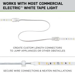 Wholesale 😍 Commercial Electric 13 ft. White Connector Cord LED Strip Light Accessory Pack (4 Wire-to-Tape Connectors, 6 Wire Mounting Clips) 👏 -Cheap Cabinet Lights Store commercial electric under cabinet lighting accessories c560110 4f 1000
