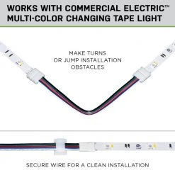Best reviews of 🔔 Commercial Electric 6 in. Connector Cord LED Strip Light Connector Pack (RGB+W) (4 in. x 6 in. Snap Connectors, 4 Wire Mounting Clips) 😍 -Cheap Cabinet Lights Store commercial electric under cabinet lighting accessories c760011 4f 1000