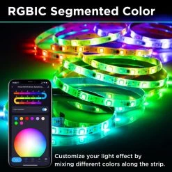 Best Sale 👍 IHome 16.4 ft. Indoor/Outdoor LED Tape Light Multi-Color (RGBIC) Smart Wi-Fi LED Strip Lights Works with Alexa & Google Home 🎁 -Cheap Cabinet Lights Store multicolor ihome led strip lights ih ew015 999 1f 1000