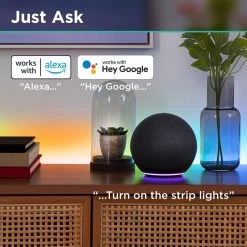 Best Sale 👍 IHome 16.4 ft. Indoor/Outdoor LED Tape Light Multi-Color (RGBIC) Smart Wi-Fi LED Strip Lights Works with Alexa & Google Home 🎁 -Cheap Cabinet Lights Store multicolor ihome led strip lights ih ew015 999 44 1000