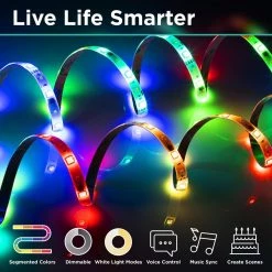 Best Sale 👍 IHome 16.4 ft. Indoor/Outdoor LED Tape Light Multi-Color (RGBIC) Smart Wi-Fi LED Strip Lights Works with Alexa & Google Home 🎁 -Cheap Cabinet Lights Store multicolor ihome led strip lights ih ew015 999 c3 1000