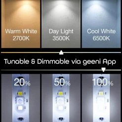 Discount 🎉 Geeni 9.8 ft Smart Wi-Fi Color and White LED Wireless Strip Light No Hub Required with Voice Control 🧨 -Cheap Cabinet Lights Store multicolored geeni under cabinet lights gn ew005 999 1f 1000