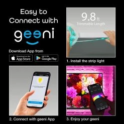 Discount 🎉 Geeni 9.8 ft Smart Wi-Fi Color and White LED Wireless Strip Light No Hub Required with Voice Control 🧨 -Cheap Cabinet Lights Store multicolored geeni under cabinet lights gn ew005 999 76 1000