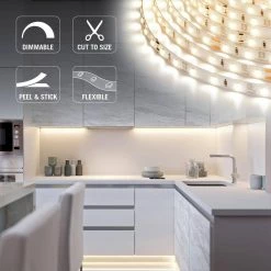 New 🌟 Armacost Lighting RibbonFlex Pro 16.4 ft. (5 m) 24-Volt White High CRI LED Tape Light, Warm (2700K), 60 LEDs/m 🤩 -Cheap Cabinet Lights Store white armacost lighting led strip lights 135231 1f 1000