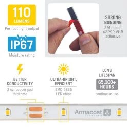 Cheapest ✔️ Armacost Lighting RibbonFlex Pro 24-Volt White Outdoor IP67 LED Tape Light 30 LEDs/meter 👏 -Cheap Cabinet Lights Store white armacost lighting led strip lights 144430 1f 1000
