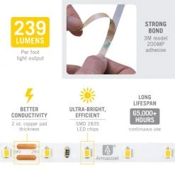 Hot Sale 🌟 Armacost Lighting RibbonFlex 32.8 ft. (10M) 24-Volt 60 LEDs/M Soft Bright White (3000K) Pro LED Tape Light 😀 -Cheap Cabinet Lights Store white armacost lighting led strip lights 145250 fa 1000