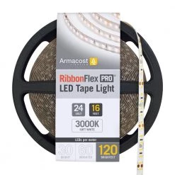 Best deal 🧨 Armacost Lighting RibbonFlex Pro 16.4 ft. (5M) 24-Volt LED Tape Light, Soft Bright White(3000K), 120 LEDs/M ⭐