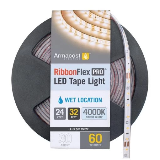 Cheap ⭐ Armacost Lighting RibbonFlex Pro 24-Volt White Outdoor IP67 LED Tape Light 60 LED/m 4000K 32 ft. (10 m) 🥰 -Cheap Cabinet Lights Store white armacost lighting led strip lights 155450 64 1000