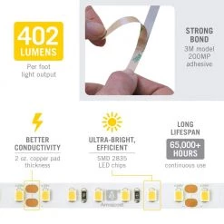 Flash Sale 🧨 Armacost Lighting RibbonFlex Pro 24-Volt White LED Strip Light Tape 120 LED/m 5000K 16 ft. (5 m) 😍 -Cheap Cabinet Lights Store white armacost lighting led strip lights 166230 76 1000