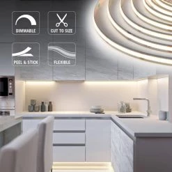 Discount 🛒 Armacost Lighting RibbonFlex Pro 16.4 ft. (5M) 24-Volt LED White Continuous (COB) Tape Light 3000K ⭐ -Cheap Cabinet Lights Store white armacost lighting led strip lights 175230 76 1000