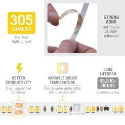 Best deal 🥰 Armacost Lighting RibbonFlex Pro 24-Volt White Dim-to-Warm LED Strip Light Tape 8 ft. (2.5 m) ✔️ -Cheap Cabinet Lights Store white armacost lighting led strip lights 185210 44 1000