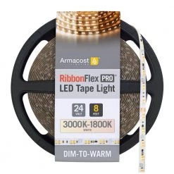 Best deal 🥰 Armacost Lighting RibbonFlex Pro 24-Volt White Dim-to-Warm LED Strip Light Tape 8 ft. (2.5 m) ✔️