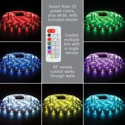 Best Pirce ⭐ Armacost Lighting RibbonFlex Home 16 ft. Multi-Color + White LED Tape Light Kit with Remote ⌛ -Cheap Cabinet Lights Store white armacost lighting led strip lights 423501 4f 1000