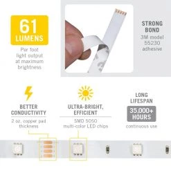 Best Pirce ⭐ Armacost Lighting RibbonFlex Home 32.8 ft. (10 m) Multi-Color LED Tape Light 30 LEDs/Meter 🎁 -Cheap Cabinet Lights Store white armacost lighting led strip lights 613250 fa 1000