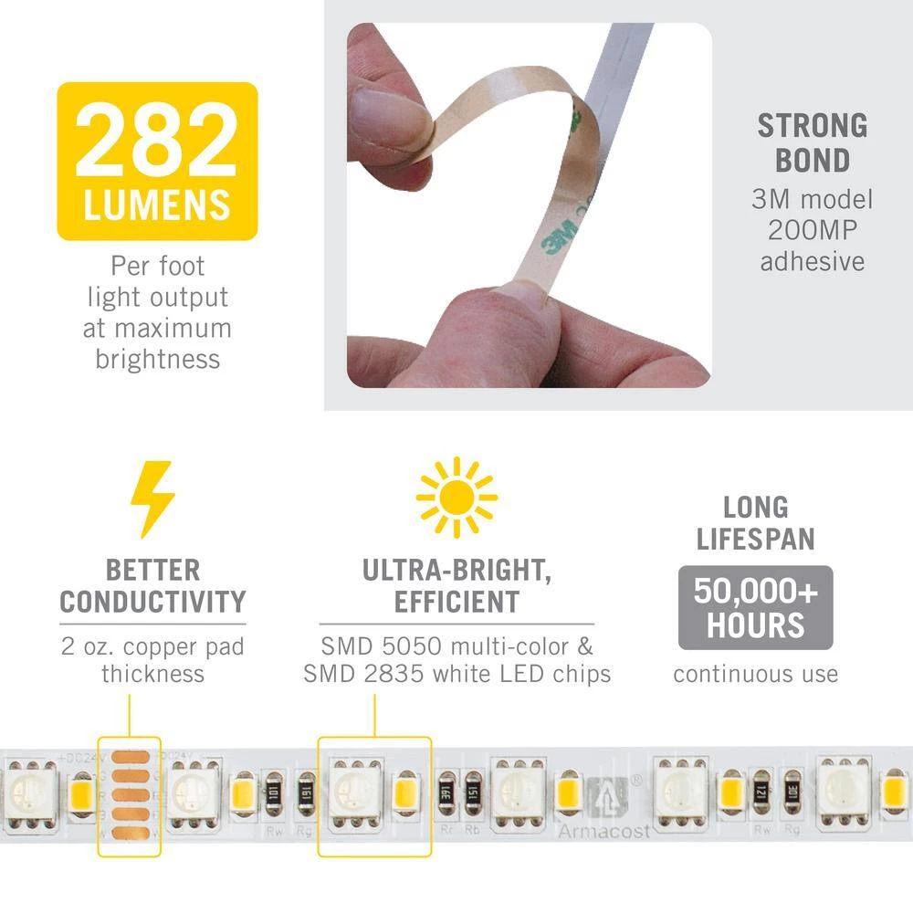 Outlet 😀 Armacost Lighting RibbonFlex Pro 32.8 ft. (10 m) Multi-Color and White LED Tape Light 60 Plus 60 LEDs 🥰 8 Outlet 😀 Armacost Lighting RibbonFlex Pro 32.8 ft. (10 m) Multi-Color and White LED Tape Light 60 Plus 60 LEDs 🥰 - Image 6