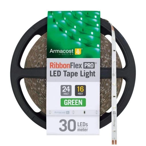 Wholesale 🔔 Armacost Lighting RibbonFlex Pro 24-Volt Green LED Strip Light Tape 30 LED/m 16 ft. (5m) ⌛ -Cheap Cabinet Lights Store white armacost lighting led strip lights 633231 64 1000