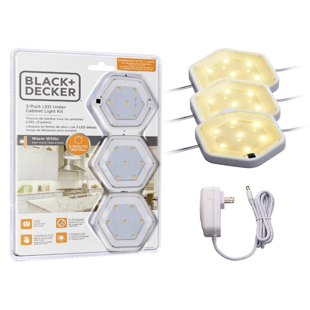 Brand new ๐ BLACK+DECKER LED Warm White Puck Light Kit (3-Pack) โจ 3 Brand new ๐ BLACK+DECKER LED Warm White Puck Light Kit (3-Pack) โจ