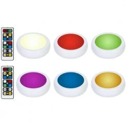 Best deal 😉 Brilliant Evolution LED White RGB Color Changing Puck Light with 2 Remotes (6-Pack) ✔️