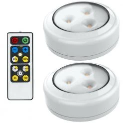 Cheap 🔥 Brilliant Evolution LED White Puck Light With Remote (2-Pack) 💯