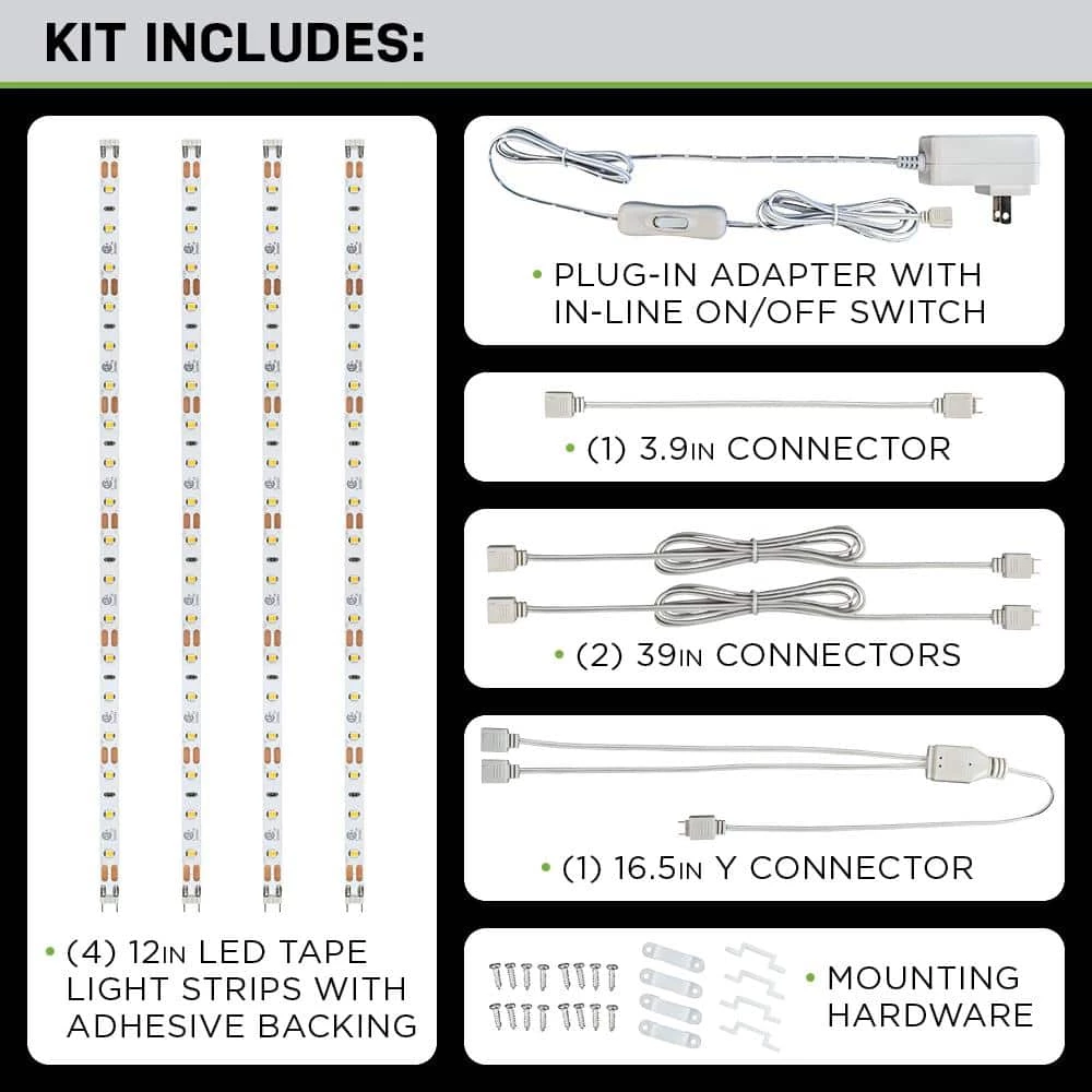 New โ Commercial Electric 12 in. LED Linkable White Flexible Tape Under Cabinet Light Kit (4-Strip Pack) ๐งจ 6 New โ Commercial Electric 12 in. LED Linkable White Flexible Tape Under Cabinet Light Kit (4-Strip Pack) ๐งจ - Image 4