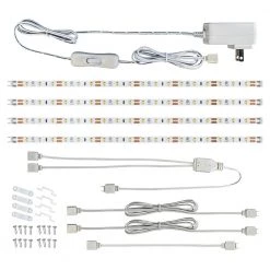 New ⌛ Commercial Electric 12 in. LED Linkable White Flexible Tape Under Cabinet Light Kit (4-Strip Pack) 🧨