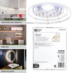 Coupon 🔔 Commercial Electric 16 ft. LED AC Dimmable White Tape Light Kit Under Cabinet Light 🎁 -Cheap Cabinet Lights Store white commercial electric under cabinet lights c421511 44 1000