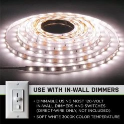 Coupon 🔔 Commercial Electric 16 ft. LED AC Dimmable White Tape Light Kit Under Cabinet Light 🎁 -Cheap Cabinet Lights Store white commercial electric under cabinet lights c421511 4f 1000