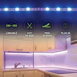 Coupon ❤️ Commercial Electric 12 in. LED Linkable RGBW Flexible Under Cabinet Light Kit (4-Strip Pack) ✨ -Cheap Cabinet Lights Store white commercial electric under cabinet lights c423100 4f 1000