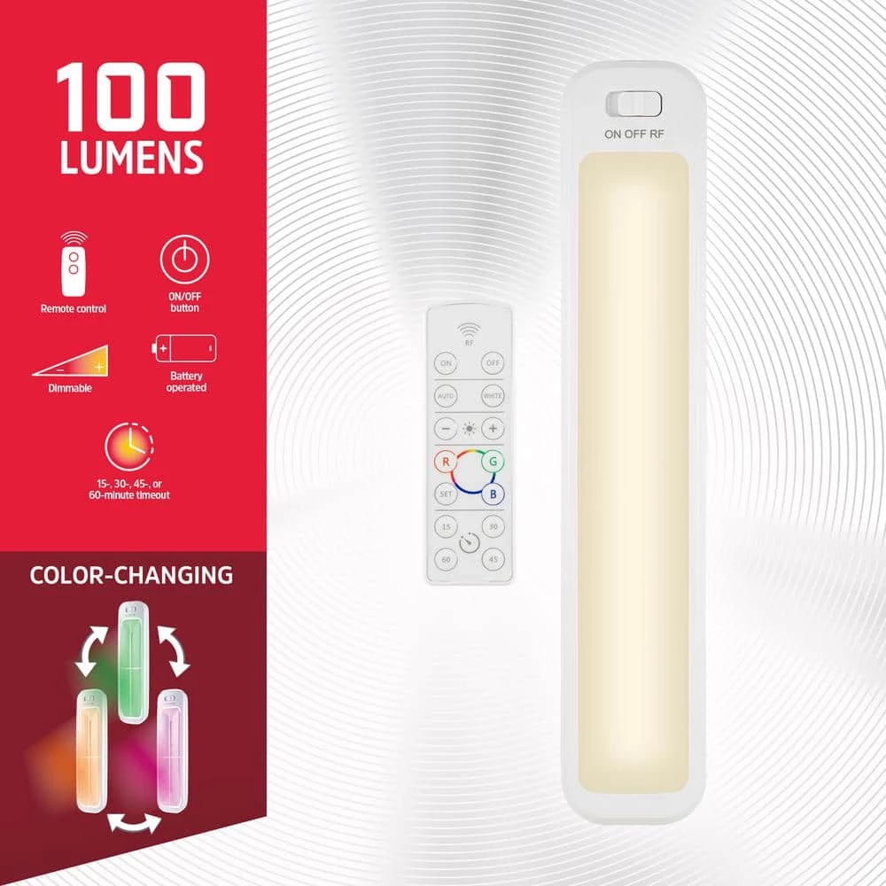 Wholesale 😍 Energizer 12 in. Color-Changing LED White Under Cabinet Light Bar with Remote (2-Pack) 👍 4 Wholesale 😍 Energizer 12 in. Color-Changing LED White Under Cabinet Light Bar with Remote (2-Pack) 👍 - Image 2