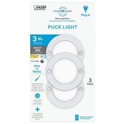 Hot Sale 😀 Feit Electric 3 in. Plug-in White Linkable Onesync Under Cabinet Integrated LED Puck Light with Color Changing CCT (3-Pack) 🛒 -Cheap Cabinet Lights Store white feit electric puck lights bpucl puck 5cct 3 66 1000