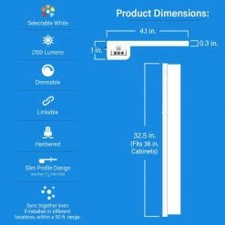 New 🎉 Feit Electric Onesync 32.5 in. (Fits 36 in. Cabinet) 2-Light Direct Wire Under Cabinet Light with Wireless Remote Control 🛒 -Cheap Cabinet Lights Store white feit electric under cabinet lights ucl36fp 5cctca remote2 e1 1000