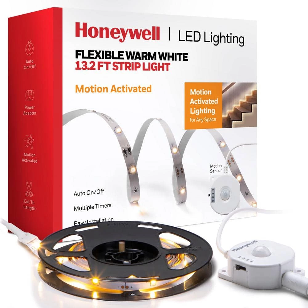 Deals ๐ Honeywell 13.2 ft. Motion Activated Flexible LED Warm White Strip Light for Home Decor, Ambient Under Cabinet Lighting โ 3 Deals ๐ Honeywell 13.2 ft. Motion Activated Flexible LED Warm White Strip Light for Home Decor, Ambient Under Cabinet Lighting โ