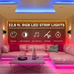 Cheapest ⌛ Merkury Innovations Light Strip 32.8 ft. LED White and Multi-Color (RGB) with Remote, Timer Function and Music Mode - Under Cabinet Light 🛒 -Cheap Cabinet Lights Store white merkury innovations under cabinet lights mi lst12 999 c3 1000